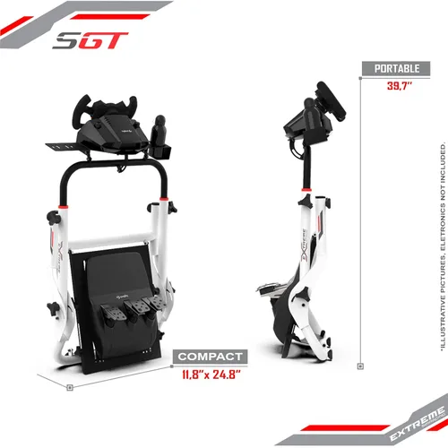 Vista 5 de Extreme Sim Racing Wheel Stand Cockpit SGT Racing Simulator - White Edition For Logitech G25, G27, G29, G920, G923 Thrustmaster and Fanatec - WHEEL