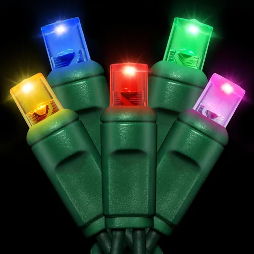 Vista 8 de Cadena de luces LED de 25 pies, 50 L, 6 pulgadas de espacio, cable verde, rojo y verde