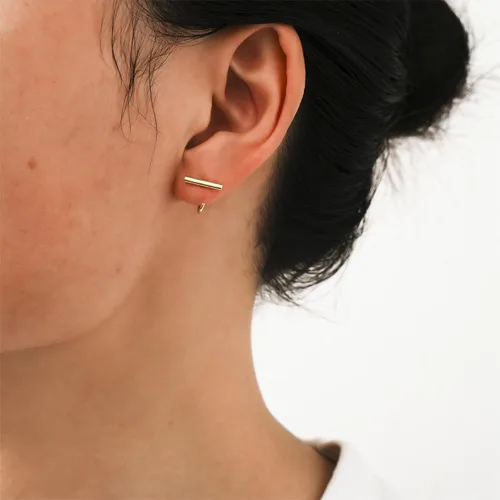 Vista 3 de CHIC & ARTSY Aretes de medio aro de plata de ley 925 para mujer, juego de aros pequeños con barra de bola, estrella, luna y perla, ligeros, ajuste