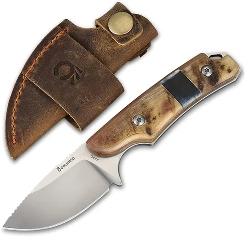 Vista 7 de Cool Hand Cuchillo de transporte horizontal de 5.98 pulgadas, cuchillos de caza de supervivencia compactos de espiga completa, funda de cuero