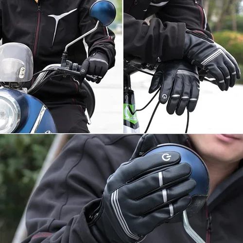 Vista 7 de Little World Guantes de invierno, guantes de ciclismo, resistentes al viento, impermeables, antideslizantes para exteriores, ciclismo, snowboard