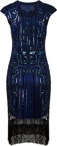 Vista 4 de Vijiv vestido largo inspirado en 1920 de Gatsby con lentejuelas