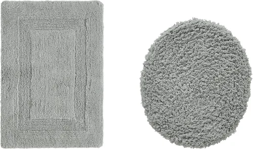 Vista 72 de Better Trends Alfombra de Inodoro en Forma de U Cubierta de Asiento de Inodoro de Lujo 100% Algodón Absorbente de Agua, Cubierta de Tapa Reversible