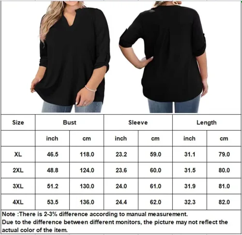Vista 6 de AMCLOS Camisetas de talla grande para mujer, cuello en V, estilo casual, suave, fluido, manga larga con botones