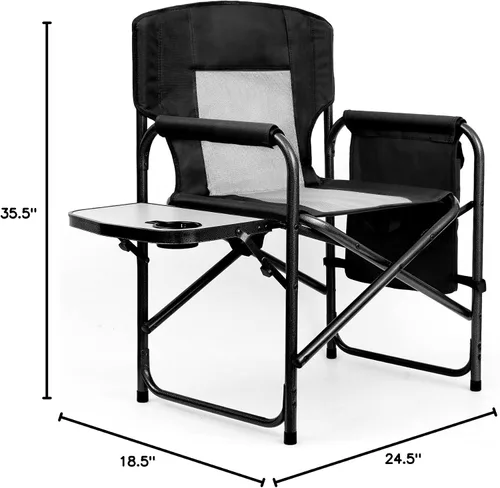Vista 3 de Sillas de camping Yestomo, sillas plegables para exteriores, sillas de directores plegables para adultos resistentes, soporte hasta 450LBS