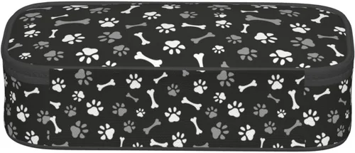 Vista 3 de Perinsto Estuche para lápices de patas y huesos de perro de gran capacidad, con múltiples compartimentos, papelería, huellas de animales
