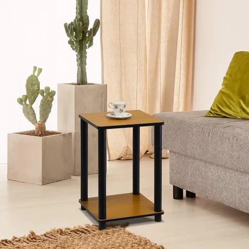 Vista 7 de Furinno Estantería básica de almacenamiento de 3 niveles, color cereza claro y mesa auxiliar Turn-N-Tubo, 1 paquete, cereza claro/negro