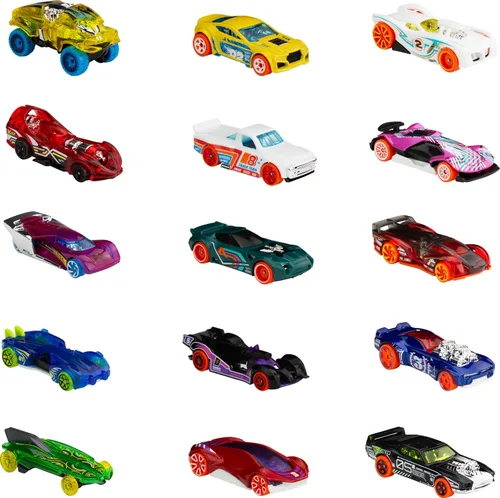Vista 6 de Hot Wheels Paquete de 5 autos o camiones de juguete, 3 juegos temáticos de 5 vehículos fundidos a presión a escala 1:64 para niños y coleccionistas