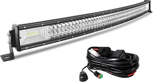 Vista 9 de Willpower Barra de luz LED curvada de 52 pulgadas, 675 W, combo de luces LED todoterreno con conector DT, arnés de cableado, luces de conducción