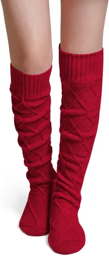 Vista 8 de Pcavin Thigh High Socks for Women, Long Cable Knit Over Knee Boot Stockings 0013 Estilo Negro
