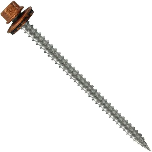 Vista 16 de 9 x 1 ABC Gray Stainless Steel Metal Roofing Screws - Hex Washer Head - Self-Piercing (SP) tip Metal to Wood siding Screws - EPDM Washer. 1 x 250