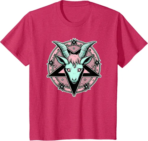 Vista 46 de Camiseta Kawaii Paste Creepy Goat Pentacle, Negro