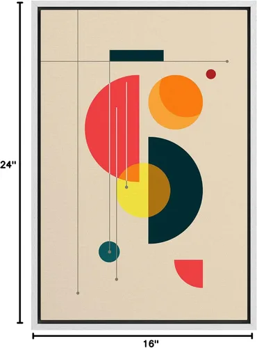 Vista 6 de SIGNLEADER Lienzo enmarcado para pared, arte semicírculo de mediados de siglo, formas geométricas, ilustraciones, arte moderno, contemporáneo