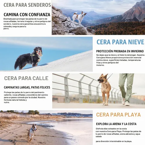 Vista 3 de Rhino Wax Kit de protección de patas de perro todo terreno: calle, playa Paquete - Las 4 ceras