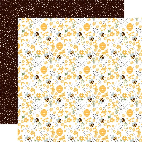 Vista 7 de Honey Bee - Papel de recortes de 12 x 12 pulgadas, papel de cartulina decorativo con flores, abejorro, diseño de naturaleza, juego de 5 papeles
