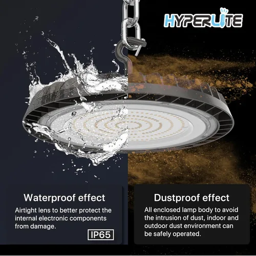 Vista 6 de HYPERLITE Luz LED de Alta Bahía con Reflector 100W 12500LM 5000K Luz Diurna, Luces LED de Alta Bahía con Enchufe EE. UU. para Cochera de Taller