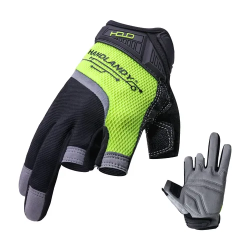 Vista 10 de AIGEVTURE Guantes de trabajo sin dedos para hombres, guantes de trabajo Framer, multiusos, ajuste de rendimiento, transpirables, duraderos