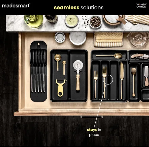 Vista 3 de madesmart Bandeja pequeña para cubiertos, organizador compacto de cubiertos de 5 compartimentos para tenedores, cuchillos y cucharas