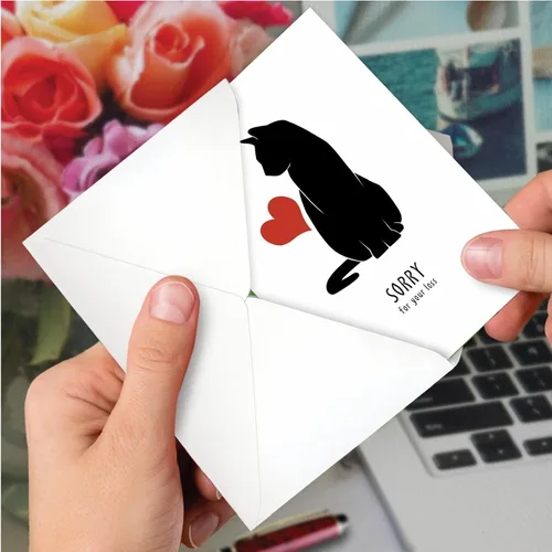 Vista 6 de NobleWorks Tarjeta de felicitación de condolencias para mascotas con sobre de 5 x 7 pulgadas (1 tarjeta) Furever In Our Heart - Cat C10066BPSG