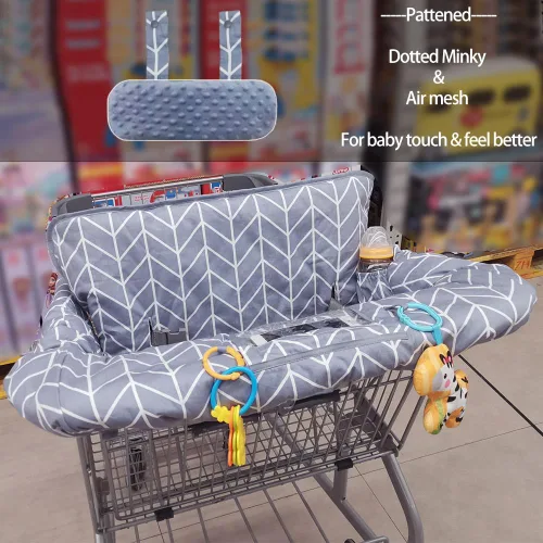 Vista 5 de ICOPUCA Funda para carrito de compras para bebé, 2 en 1 funda de carrito para bebés y silla alta, cubierta acolchada para asiento de carrito de Gris