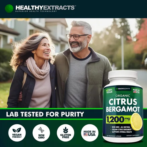 Vista 5 de Suplemento de bergamota cítrica – Extracto 150:1, 1200 mg por porción, 70% polifenoles, de origen italiano, 60 unidades, suministro de 1 mes