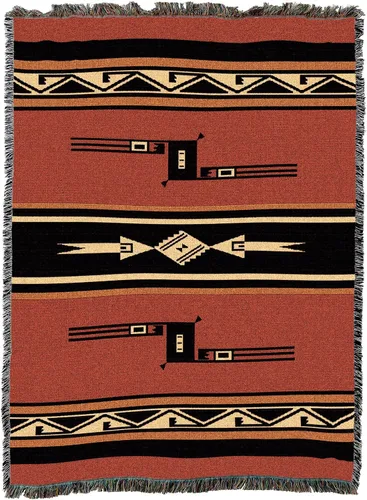 Vista 11 de Pure Country Weavers - Manta con fetiches - Inspirada en nativos americanos del suroeste - Manta tejida de regalo, algodón, 72x54, fabricada en EE.UU