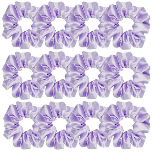 Vista 14 de Sufermoe 12 bandas elásticas para el cabello de seda satinada, color azul surtido de 4.5 pulgadas para mujeres y niñas