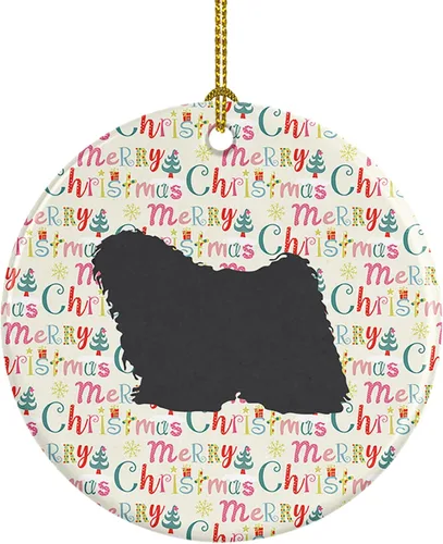 Vista 34 de Caroline's Treasures Affenpinscher - Adorno de cerámica con texto en inglés "Merry Christmas", multicolor para colgar en el árbol de Navidad