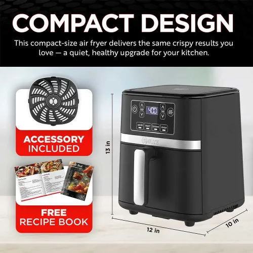 Vista 6 de Kitchen Elite KE-AF300M Freidora de aire digital de 3 cuartos de galón, freidora de aire compacta sin aceite con controles táctiles digitales
