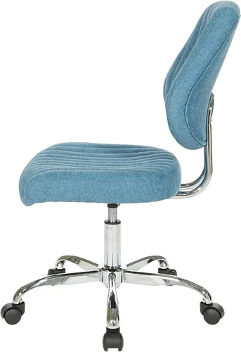 Vista 4 de OSP Home Furnishings Sunnydale - Silla de oficina de felpa ajustable con base cromada, color cielo