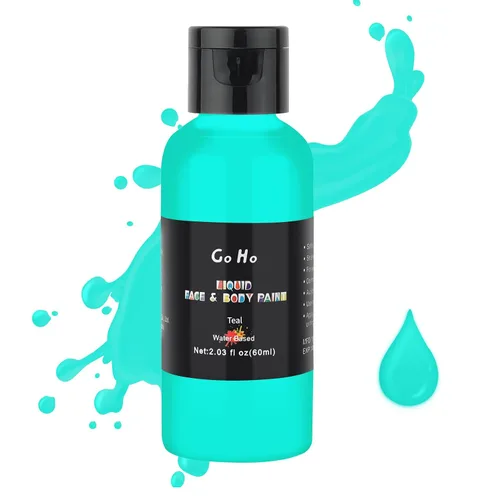 Vista 18 de Go Ho Pintura facial y corporal negra líquida (2.1 onzas), maquillaje negro a base de agua y pintura corporal para aerógrafo maquillaje especial FX