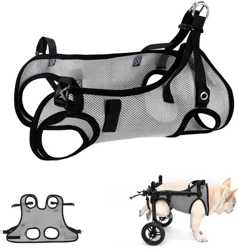 Vista 11 de Silla de ruedas para perros para patas traseras, carrito de ruedas ligero para perros con patas traseras para discapacitados, ajustable