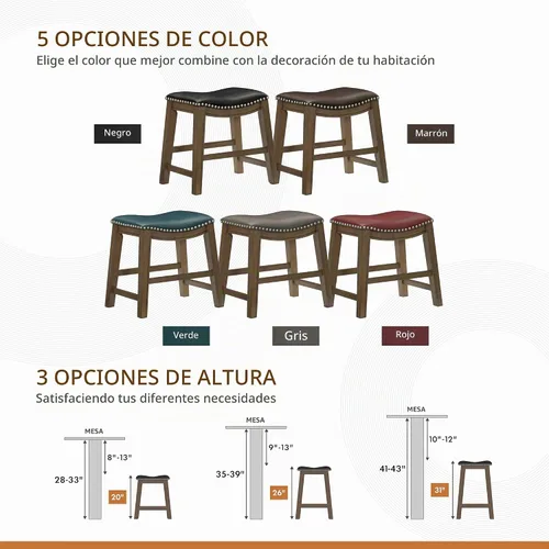 Vista 7 de Homelegance Ordway Taburetes de Altura de Comedor de Madera Maciza - Taburetes de Altura de Mesa Estilo Silla de Montar para Comedor de Transición