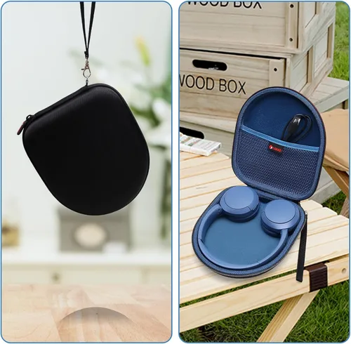 Vista 6 de XANAD Funda rígida para auriculares inalámbricos Bluetooth Sony WH-CH520 / WH-CH510 - Bolsa de almacenamiento protectora de viaje (azul) Hard