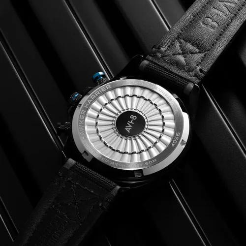 Vista 4 de AVI-8 Reloj Hawker Harrier Dual Retrograde Cronógrafo Correa de Cuero Genuino