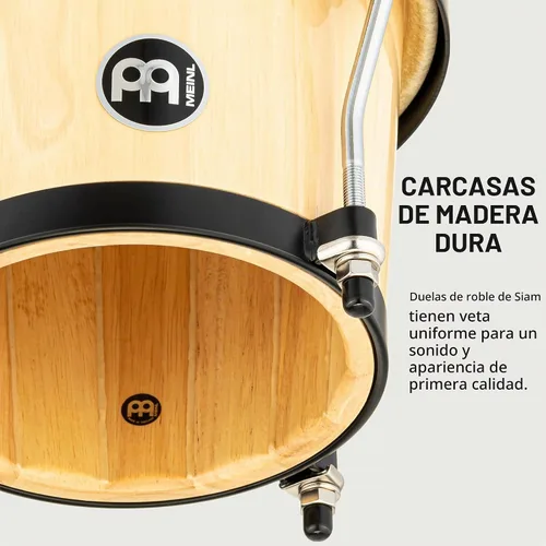 Vista 2 de Meinl Percussion HB100SNT-M bongós de madera natural de 6 3/4 y 8 pulgadas, Natural