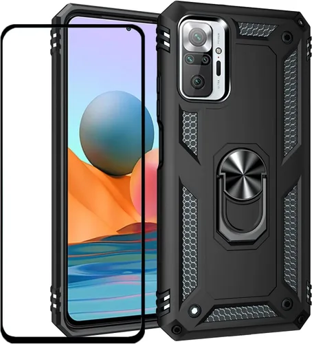 Vista 60 de Funda para Xiaomi POCO X3 NFC /X3 Pro con protector de pantalla, armadura de protección militar híbrida resistente a prueba de golpes, funda Negro