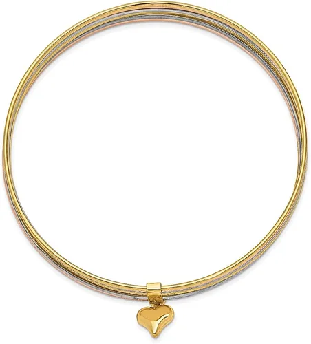 Vista 2 de ICE CARATS 14k Dangle Heart Tri Color Gold Set Of 7 Slip On Bangle Bracelet Fine Jewelry For Women Gifts For Her