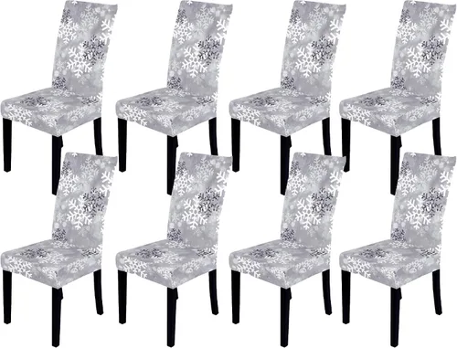 Vista 10 de Fundas para sillas de Navidad, fundas elásticas para sillas, fundas protectoras lavables para comedor, ceremonia, hotel, ChrismasBell - Paquete de 2