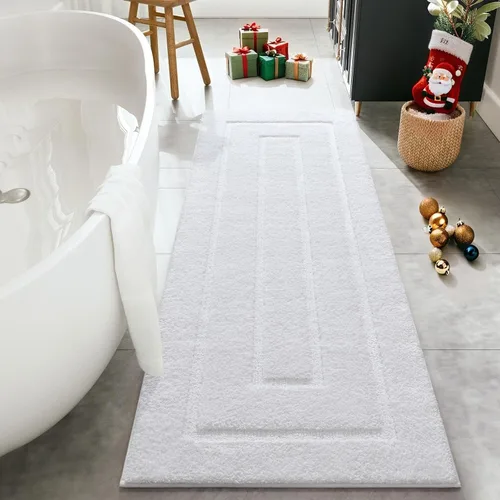Vista 20 de HOMORE Alfombra de baño negra de 24 x 17 pulgadas, suave y absorbente, alfombra de baño pequeña, alfombra de baño lavable antideslizante para bañera
