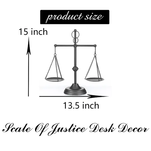 Vista 6 de Mesa de granja Libra Scale Decoración, centro de mesa de metal de 15 pulgadas de alto, equilibrio para justicia decoración del hogar