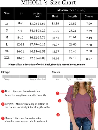 Vista 5 de Miholl Camiseta holgada, informal, de manga corta, con cuello en V, para mujer