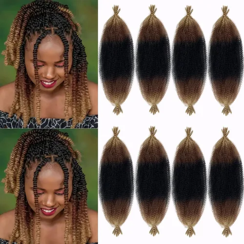 Vista 19 de Extensiones de cabello trenzado con resorte Marley Twist de 8 pulgadas, paquete de 8 para niños, cabello rizado y trenzado kinky, locs suaves