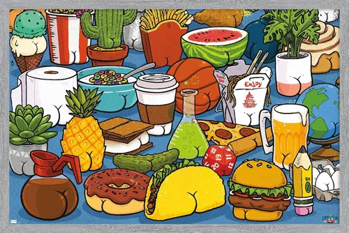 Vista 16 de Trends International Brian Cook: Butts on Things - Póster de pared de alimentos, 22.4 pulgadas de largo x 14.7 pulgadas, versión enmarcada de madera
