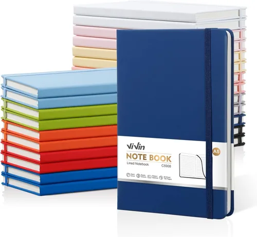 Vista 31 de ViVin Cuadernos de diario rayados para trabajo, 192 páginas, tamaño mediano de 5.5 x 8.3 pulgadas, rayado universitario, cuadernos A5 de tapa dura