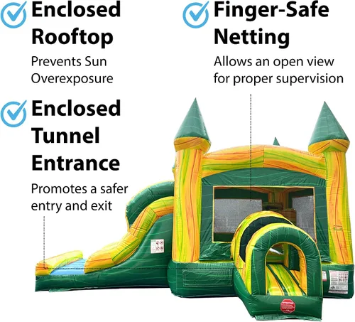 Vista 3 de Casa inflable comercial con tobogán, mármol verde