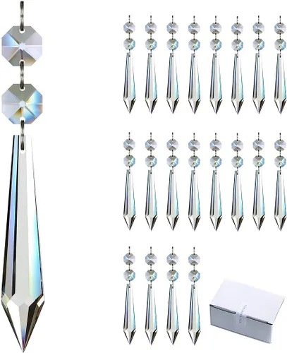 Vista 10 de 20pcs 1.496 in Candelabro Cristales Piezas de Repuesto Prismas Colgantes Colgantes Colgante Claro Carámbano Caída con Cuentas Octágonas de Vidrio