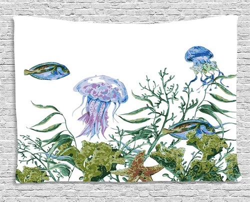 Vista 93 de Ambesonne Tapiz Trippy, vista panorámica de la cascada con bosques de ensueño y mandala oriental psicodélico, decoración de tela para colgar