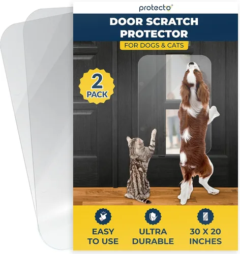 Vista 9 de PROTECTO Door Protector from Dog Scratching, 18x12 - Door Scratch Guard Heavy Duty Door Scratch Protector for Cats & Dogs, Clear Scratch Shield