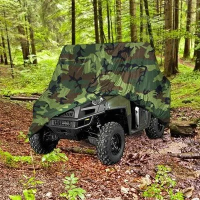 Vista 2 de Cubierta UTV se adapta a hasta 120 pulgadas de longitud, cubiertas superiores para UTV resistentes, impermeables, 4 ruedas, 4 x 4, camuflaje
